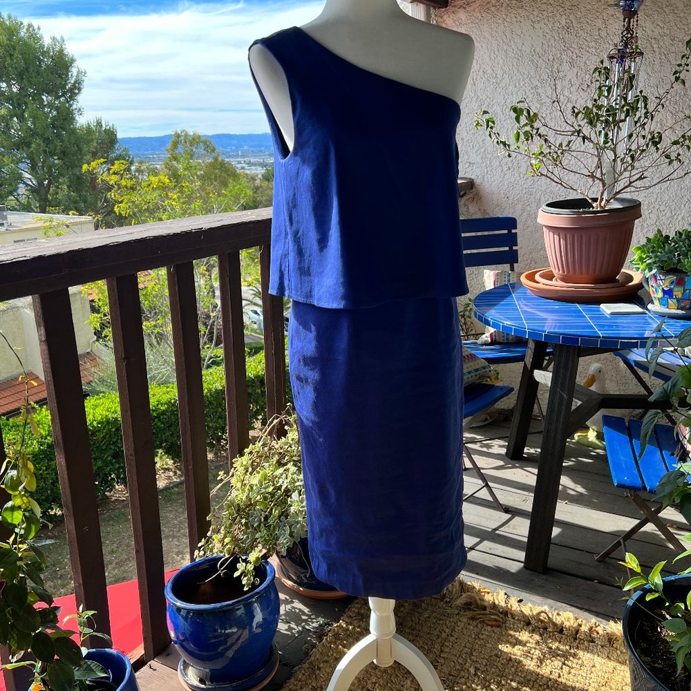 Elegant and stylish Antonio Melani off one shoulder Ocean Blue Midi Dress. NWT.
